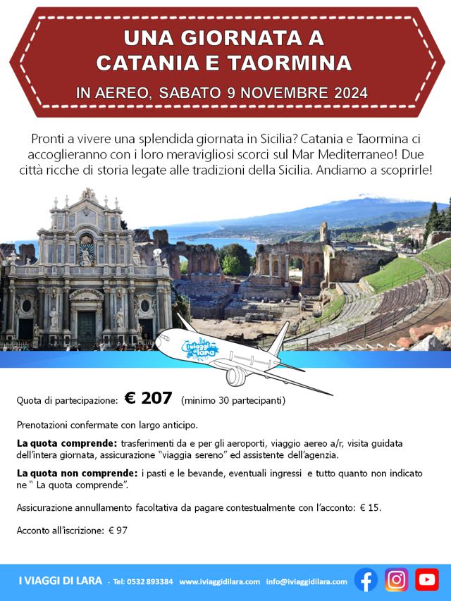 Catania e Taormina fine 2024- viaggio di gruppo-i viaggi di lara