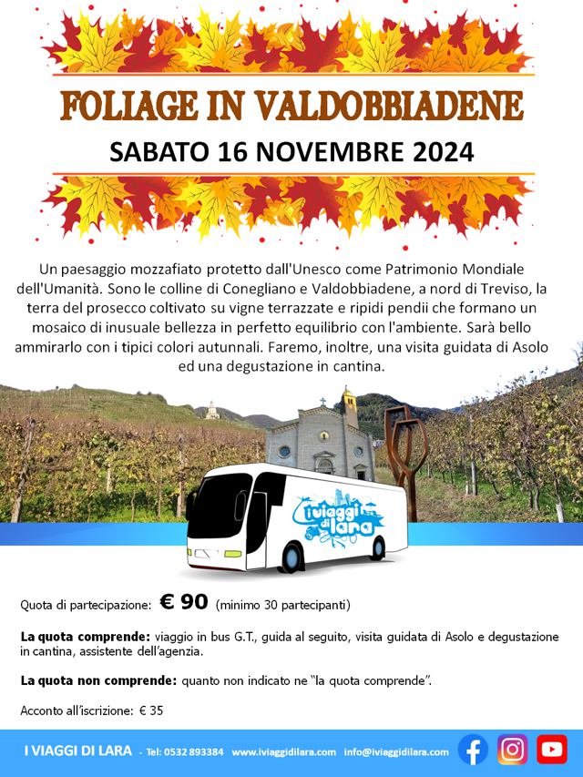 Foliage in Valdobbiadene 2024- viaggio di gruppo-i viaggi di lara