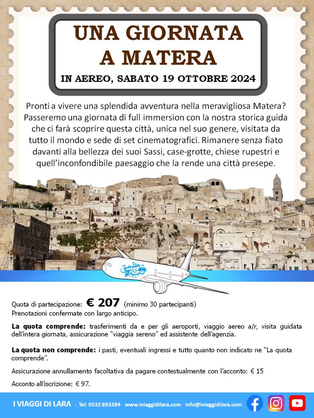 Matera, Ottobre 2024- viaggio di gruppo-i viaggi di lara