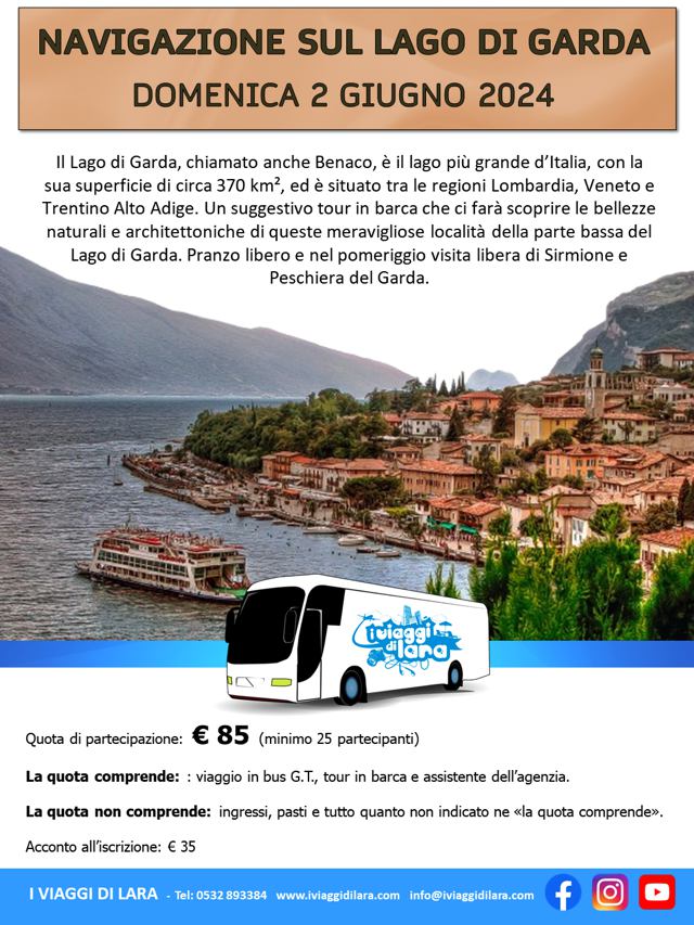 Navigazione Lago di Garda- viaggio di gruppo-i viaggi di lara