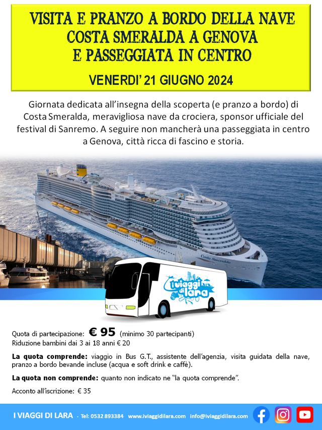 Visita nave Costa Smeralda e Genova - viaggio di gruppo-i viaggi di lara