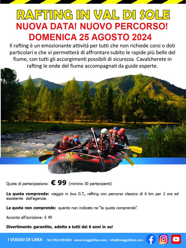 Rafting in Val di Sole, agosto 2024