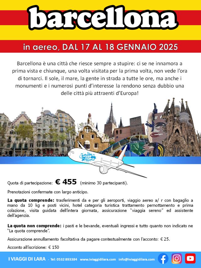 viaggi di gruppo-Barcellona Gennaio 2025- i viaggi di lara