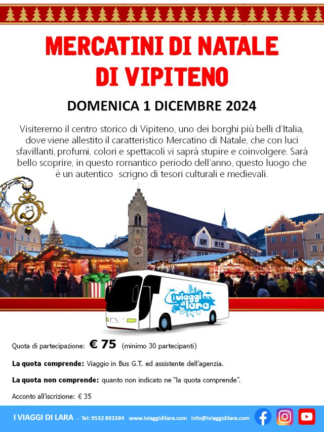 viaggi di gruppo-Mercatini di Natale di Vipiteno- i viaggi di lara