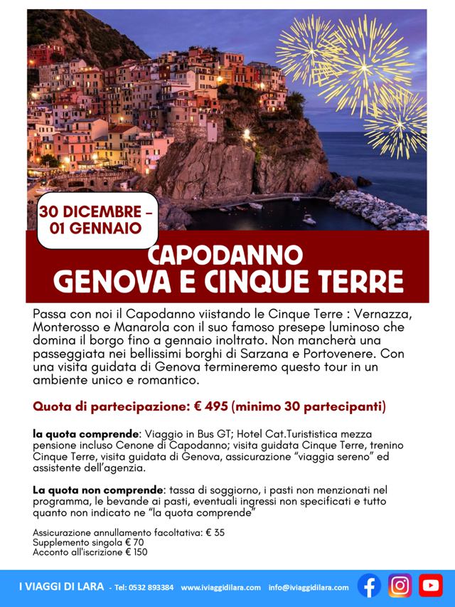 viaggi di gruppo-Capodanno Genova- i viaggi di lara