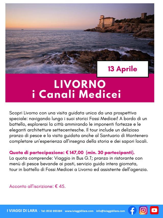 viaggi di gruppo-Livorno e i canali medicei- i viaggi di lara