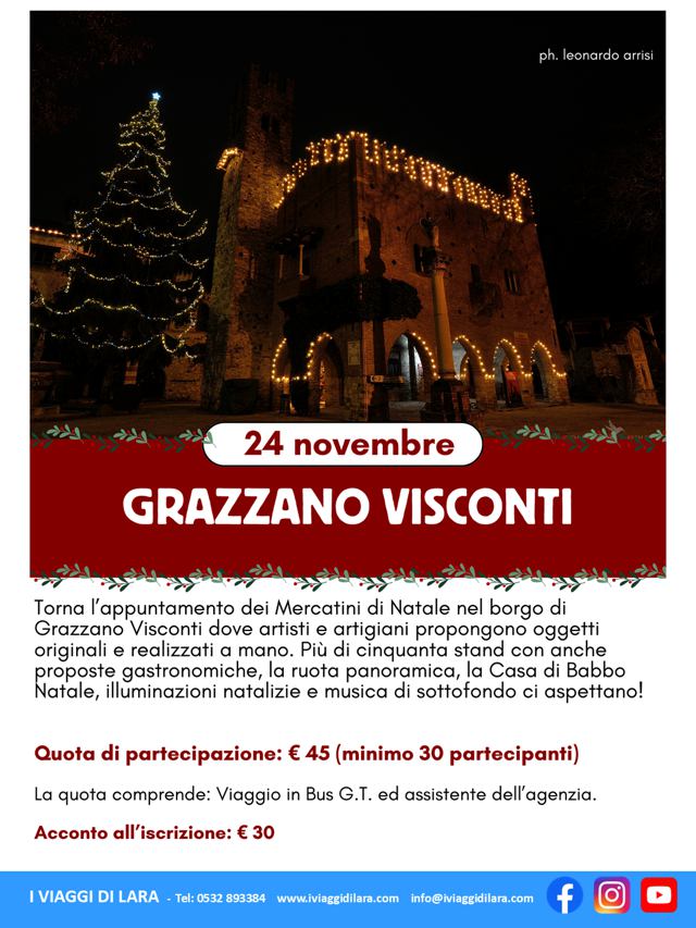 viaggi di gruppo-Mercatini di Natale di Grazzano Visconti- i viaggi di lara