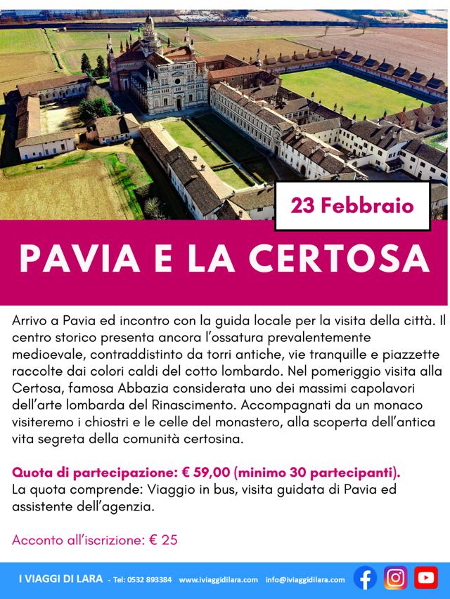 viaggi di gruppo-Pavia e la certosa- i viaggi di lara