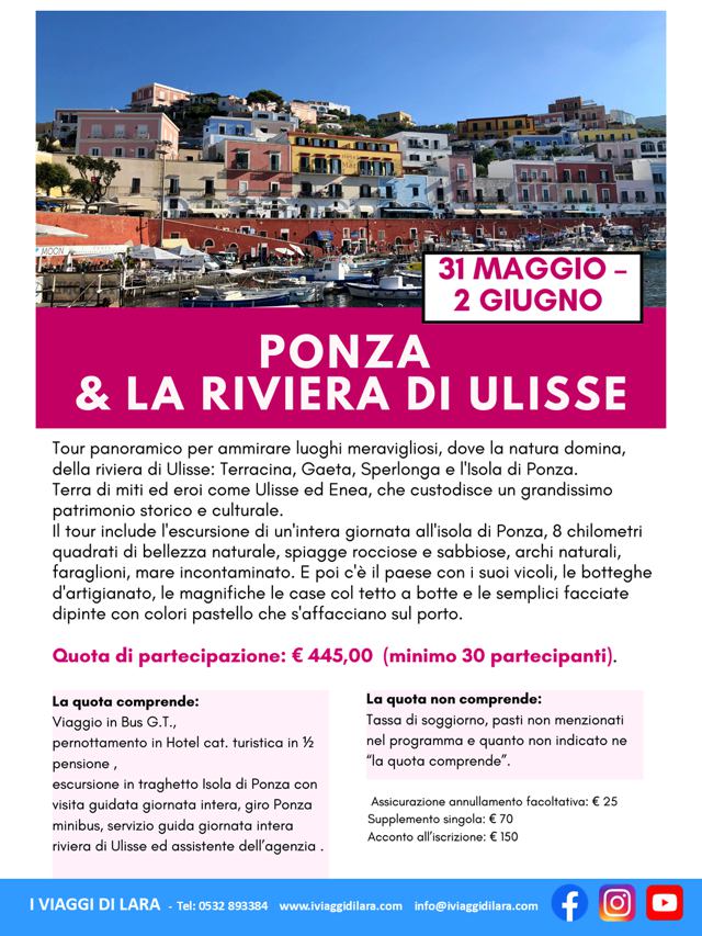 viaggi di gruppo-Ponza e Riviera di Ulisse- i viaggi di lara