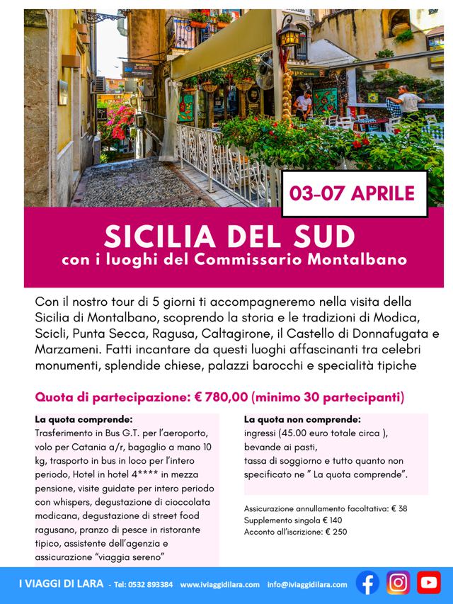 viaggi di gruppo-Tour Sicilia del sud e Montalbano- i viaggi di lara