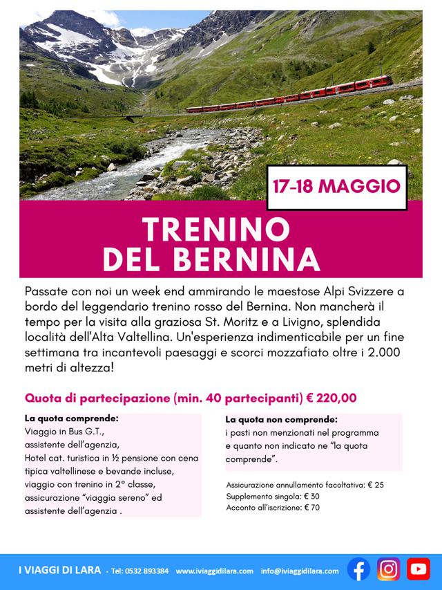 viaggi di gruppo-Trenino Bernina Maggio- i viaggi di lara