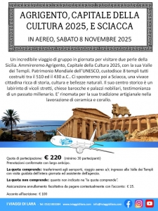 viaggio di gruppo-Agrigento e Sciacca in giornata-i viaggi di lara