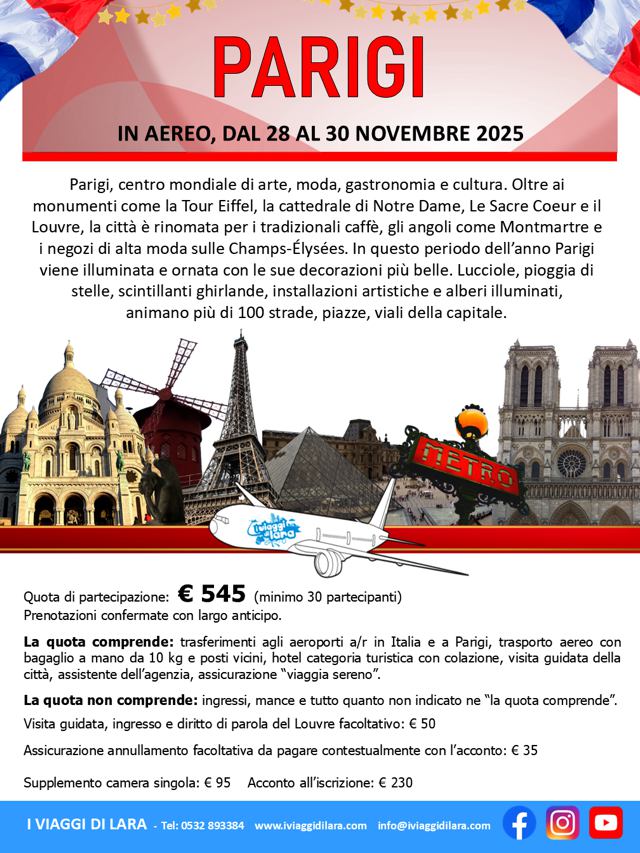 viaggio di gruppo a Parigi novembre 2025