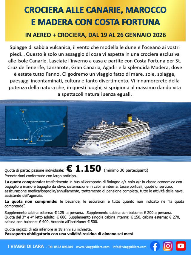 Crociera alle Canarie e Madeira con Costa Fortuna