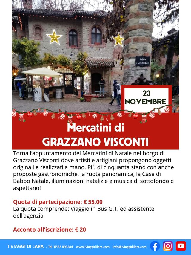 viaggio di gruppo-Mercatini di Natale di Grazzano Visconti-i viaggi di lara
