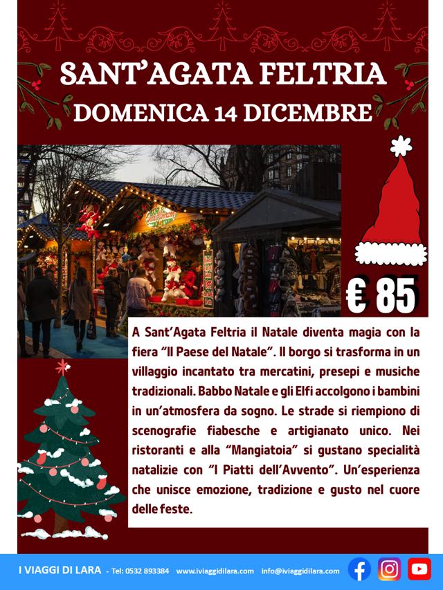 viaggio di gruppo-Mercatini di Natale di Sant'Agata Feltria- i viaggi di lara