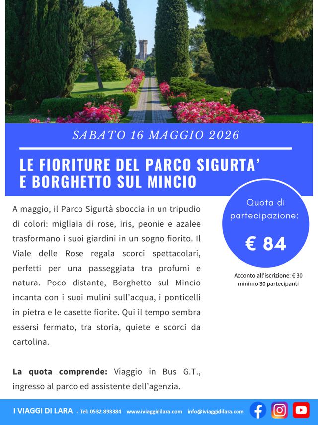 viaggio di gruppo-Parco Sigurtà e Borghetto sul Mincio- i viaggi di lara