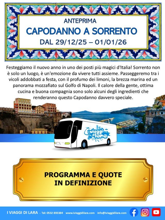 viaggio di gruppo-Capodanno Costiera Amalfitana con Amalfi- i viaggi di lara