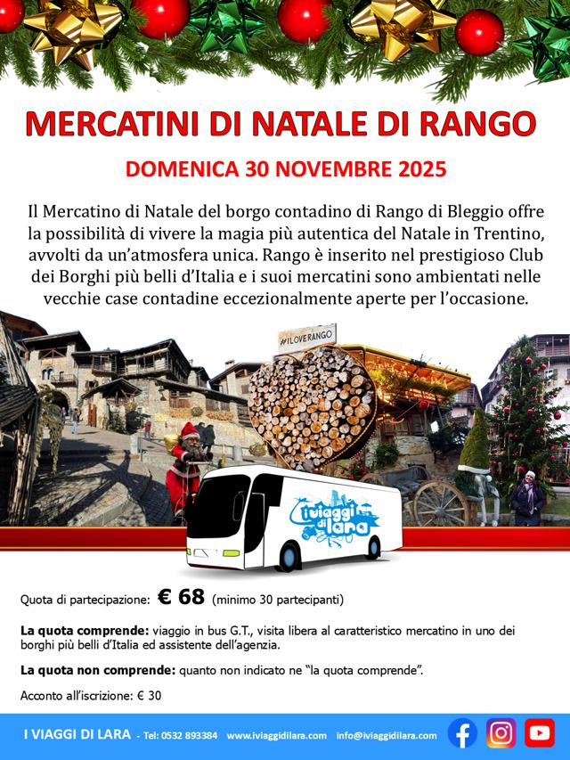 viaggio di gruppo-Mercatini di Natale di Rango- i viaggi di lara