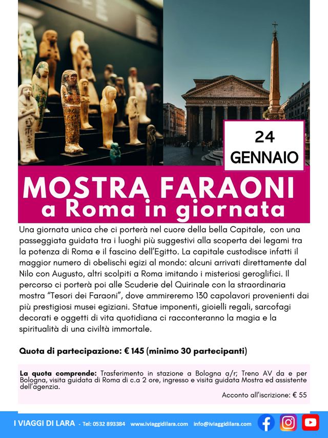 Mostra Faraoni a Roma-viaggio di gruppo