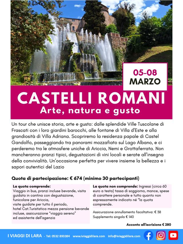 viaggio di gruppo-Castelli Romani - i viaggi di lara