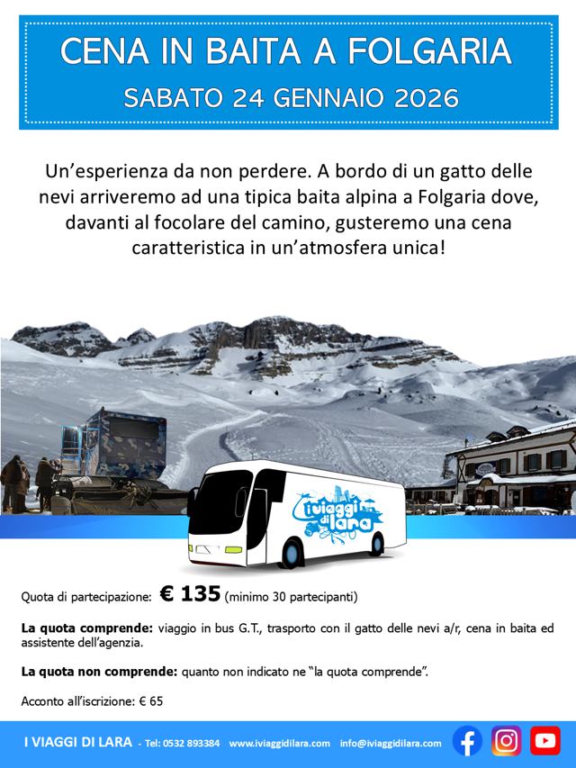 viaggio di gruppo-Cena in Baita a Folgaria- i viaggi di lara