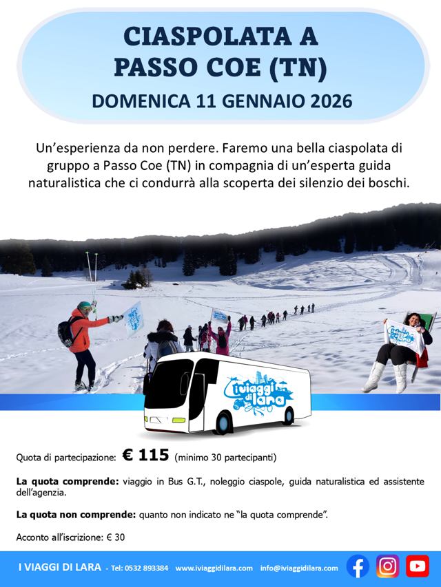 viaggio di gruppo-Ciaspolata a Passo Coe, Folgaria- i viaggi di lara