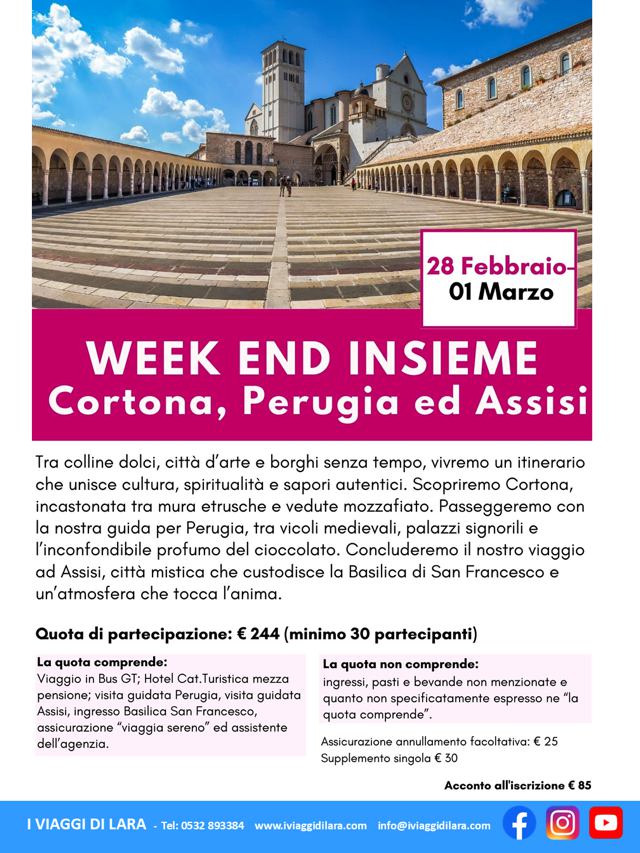 viaggio di gruppo-Cortona Perugia e Assisi- i viaggi di lara
