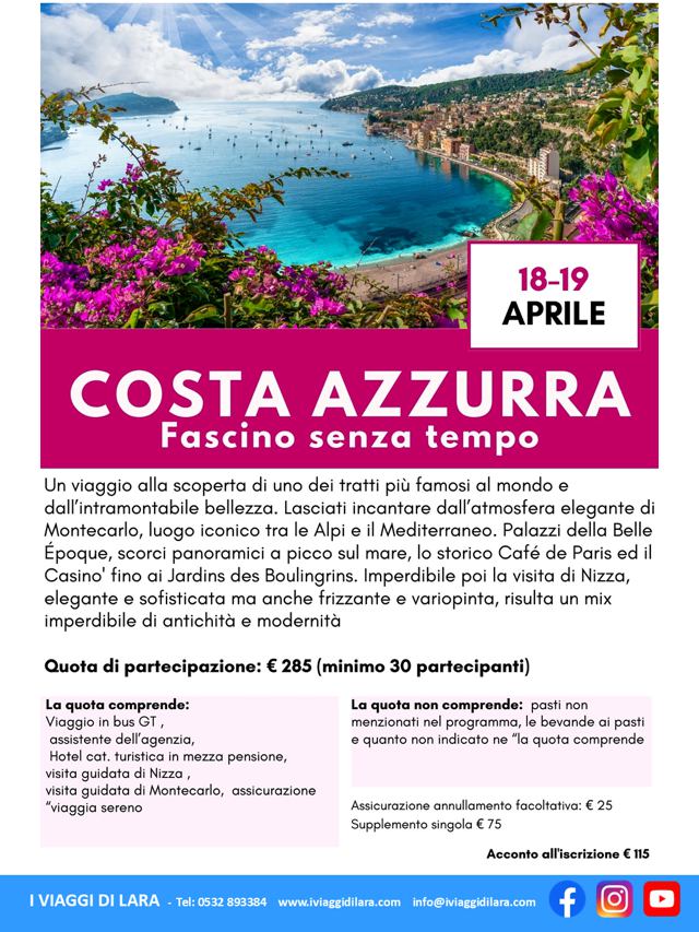 viaggio di gruppo-Costa Azzurra - i viaggi di lara