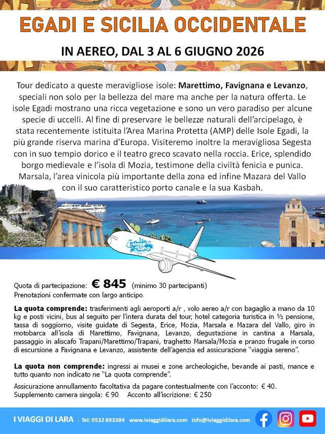 viaggio di gruppo-Egadi e Sicilia Occidentale- i viaggi di lara