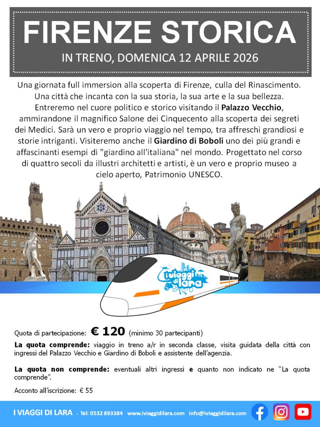 viaggio di gruppo-Firenze storica in treno- i viaggi di lara