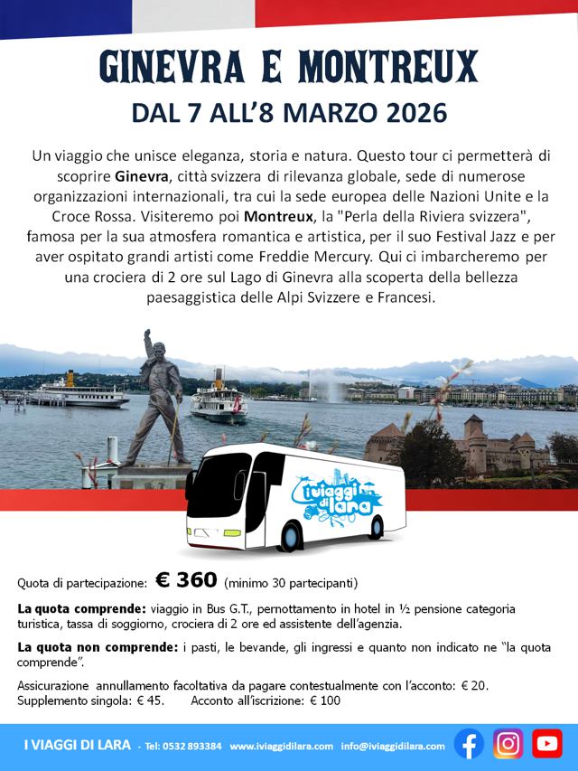 viaggio di gruppo-Ginevra e Montreux- i viaggi di lara