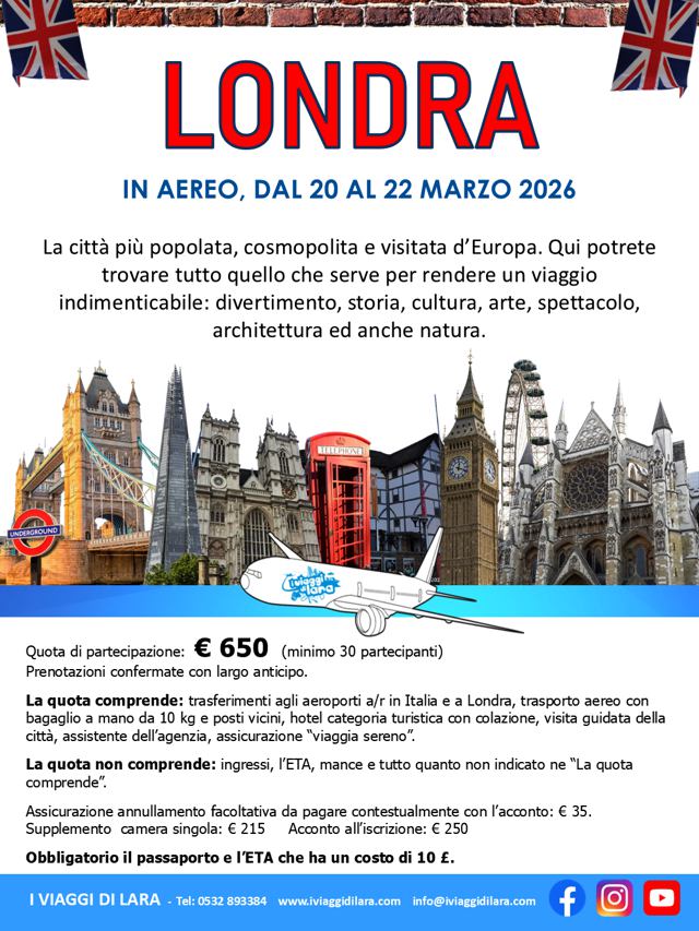 viaggio di gruppo-Londra, marzo 2026- i viaggi di lara