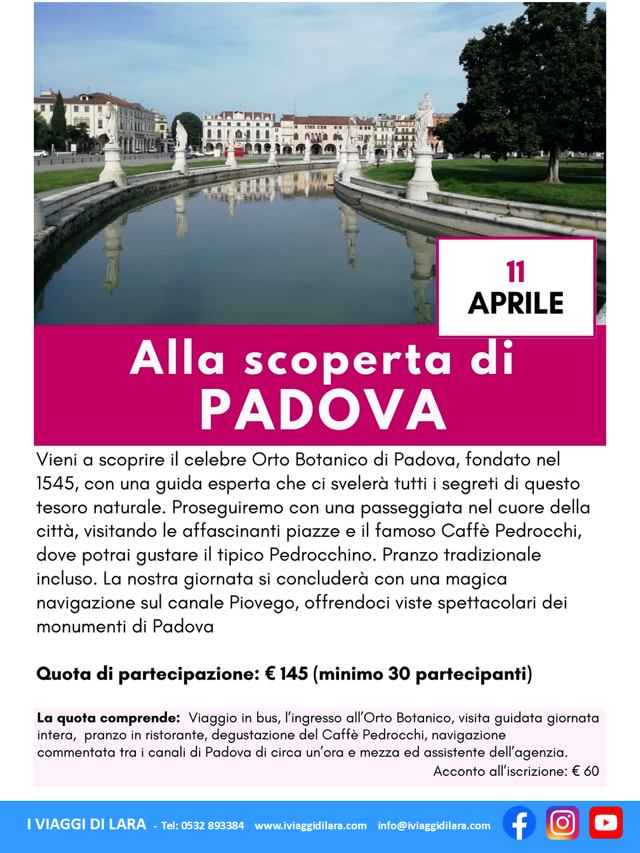 viaggio di gruppo-Padova- i viaggi di lara