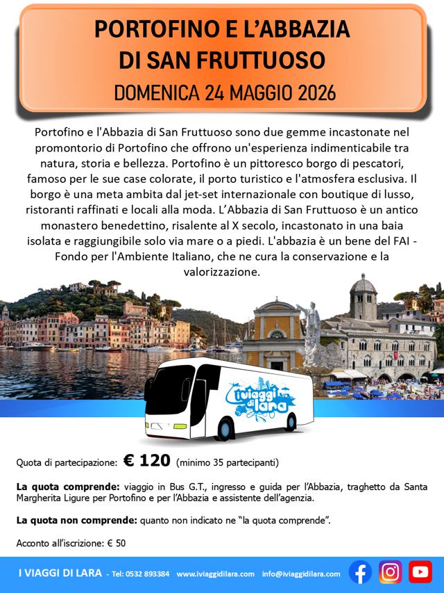 viaggio di gruppo-Portofino e Abbazia San Fruttuoso- i viaggi di lara