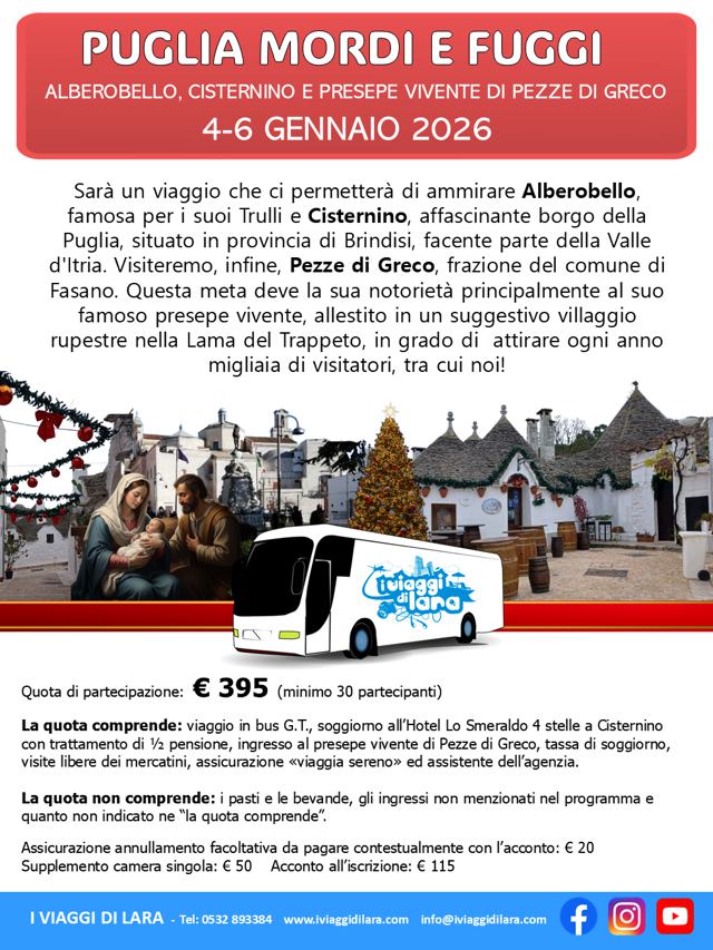 viaggio di gruppo-Puglia Mordi e fuggi, Alberobello e Cisternino- i viaggi di lara