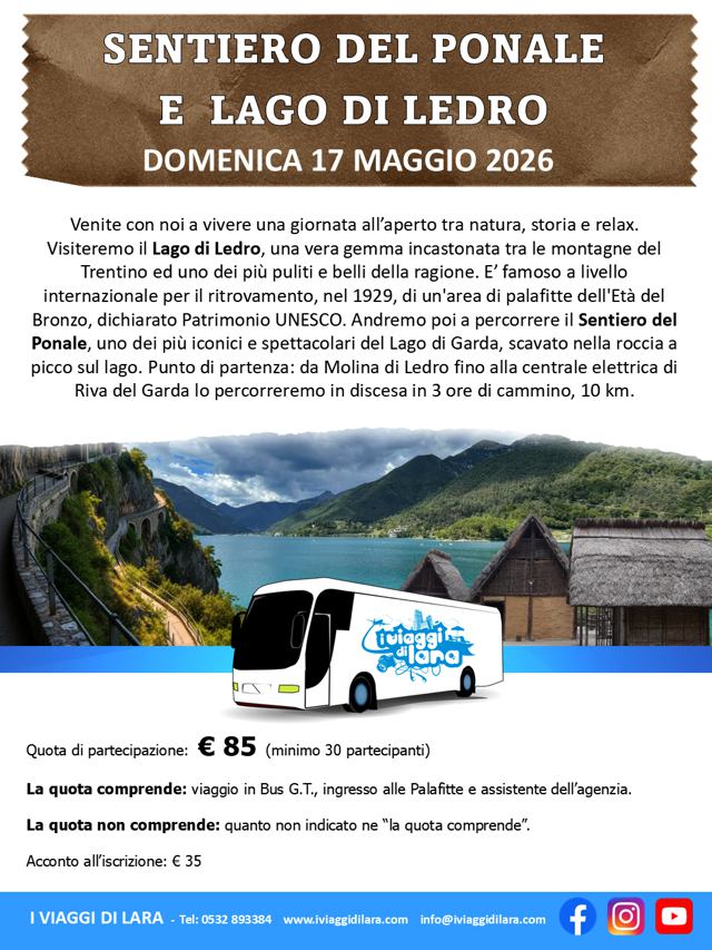 viaggio di gruppo-Sentiero del Ponale e Lago di Ledro- i viaggi di lara