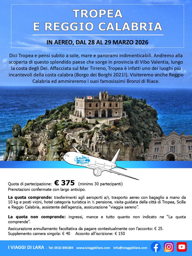 viaggio di gruppo-Tropea e Reggio Calabria- i viaggi di lara