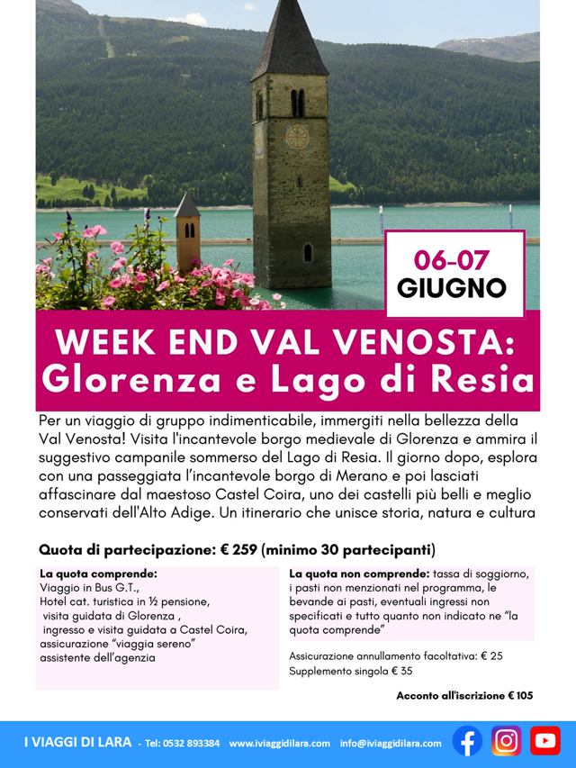 viaggio di gruppo-Val Venosta- i viaggi di lara