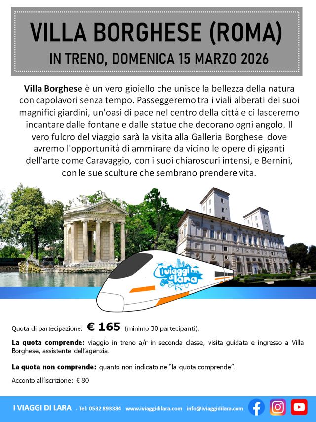 viaggio di gruppo-Villa Borghese- i viaggi di lara