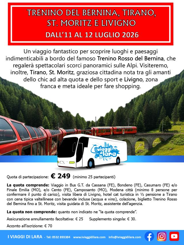 viaggio di gruppo - Trenino del Bernina, Luglio 2026
