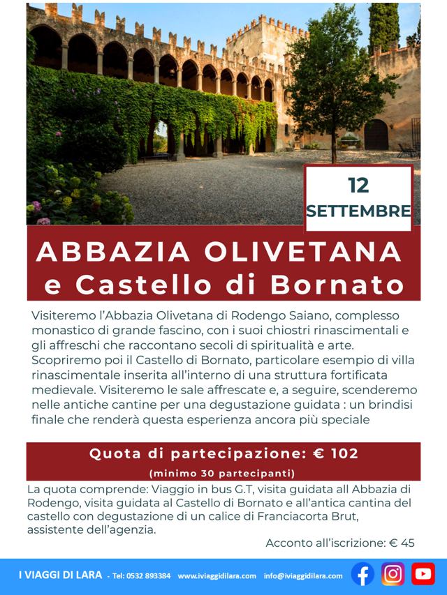 viaggi di gruppo-Abbazia Olivetana e Castello di Bornato WEB- i viaggi di lara