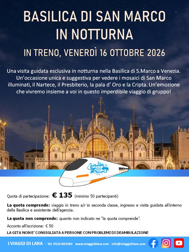 viaggi di gruppo-Basilica di San Marco in notturna - OTT 26-i viaggi di lara