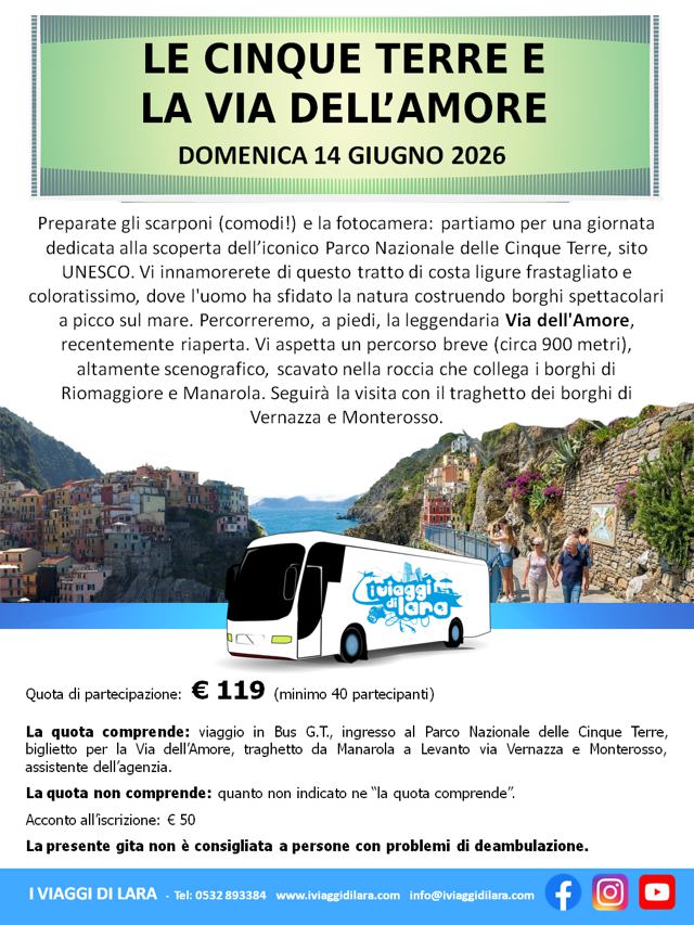 viaggi di gruppo-Cinque Terre e Via dell'Amore-i viaggi di lara