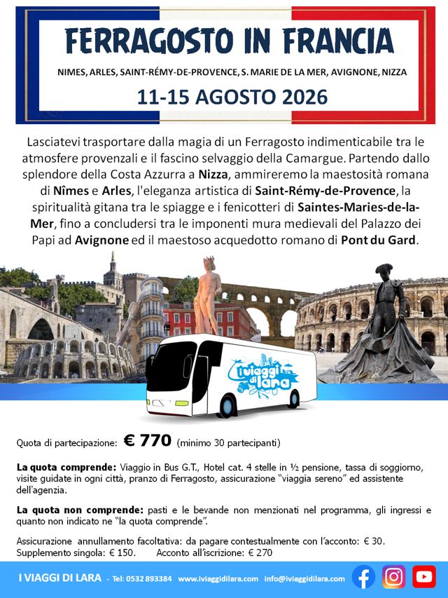 viaggi di gruppo-Ferragosto in Francia-i viaggi di lara