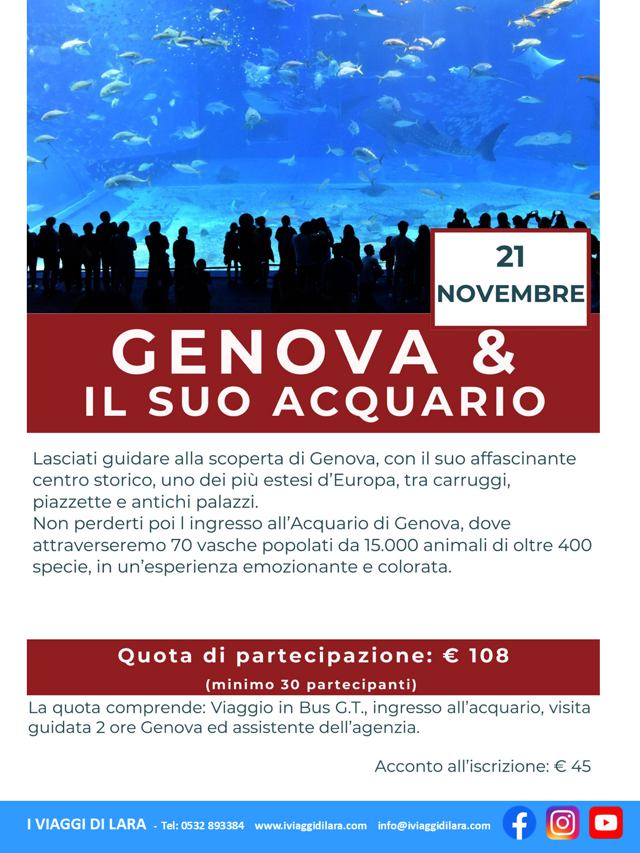 viaggi di gruppo-Genova e Acquario nov- i viaggi di lara