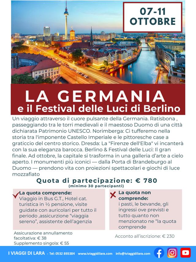 viaggi di gruppo-Germania e festival delle luci di Berlino- i viaggi di lara