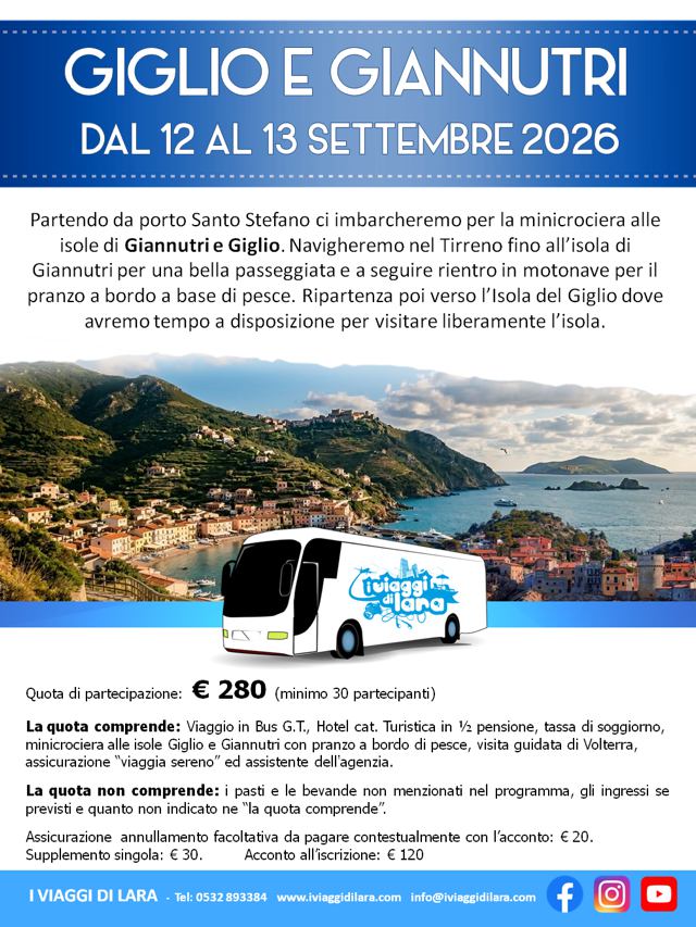 viaggi di gruppo-Giglio e Giannutri, settembre 2026-i viaggi di lara