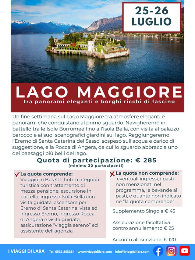 viaggi di gruppo-Lago Maggiore luglio cornacc- i viaggi di lara