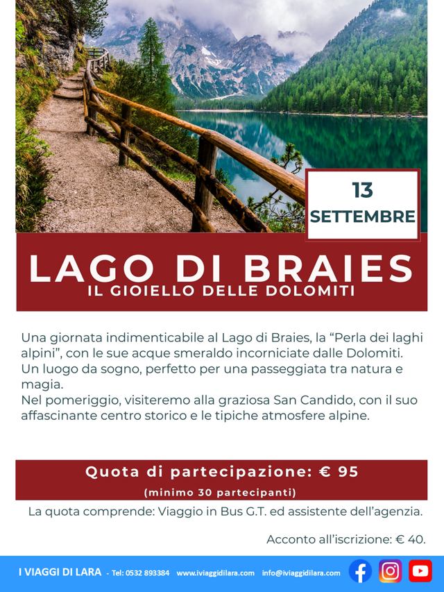 viaggi di gruppo-Lago di Braies settembre- i viaggi di lara